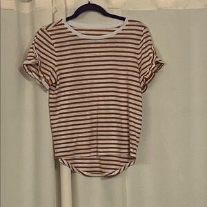 a new day Cinnamon and White Striped Short Sleeve Top